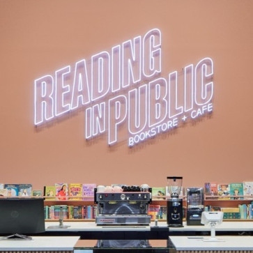 Large bookstore logo sign by Custom Neon® @knoparchitects