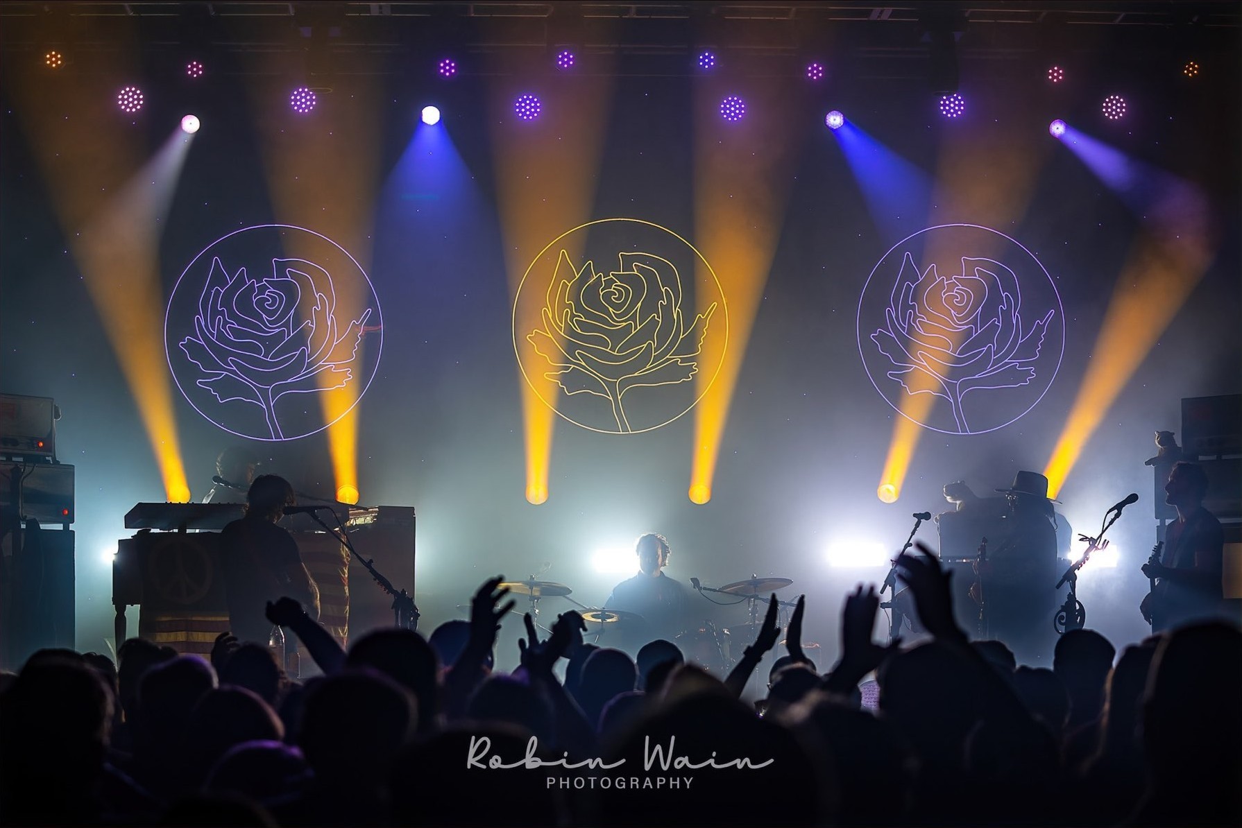 Custom Neon® stage signs made for the Ryan Adams Cold Roses concert tour @christielites photos@robinwainphotography