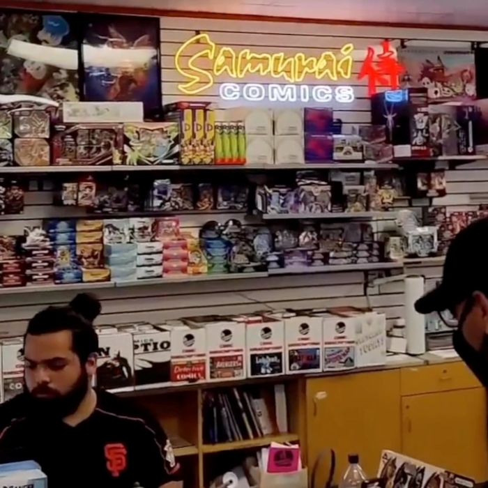 Warm white, red & white Custom Neon® logo sign @samurai_comics