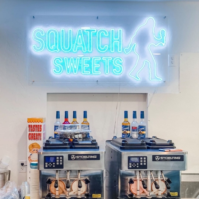 Multicoloured Custom Neon® sign for Columbus desert shop @squatchsweets