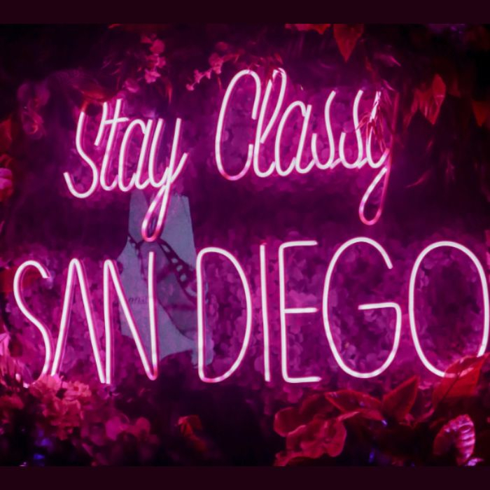 Pink Custom Neon® feature wall sign @rooftopcinemaclub