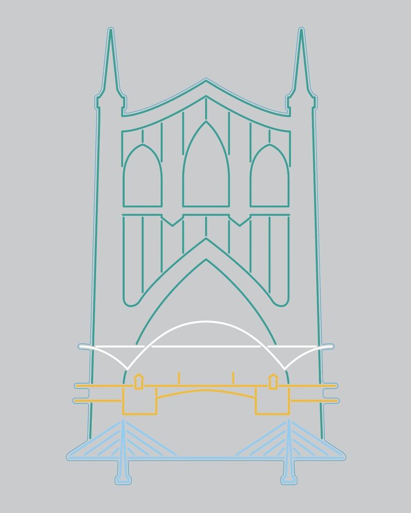 Render of St Johns Bridge in Portland Oregon