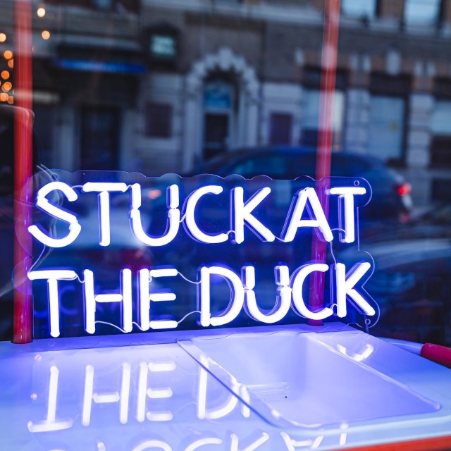 Blue Custom Neon® restaurant quote sign @theblueducknl