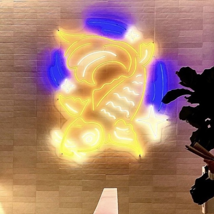 Custom Neon® colorful carp artwork @eatatbento @gdpdesignbuild