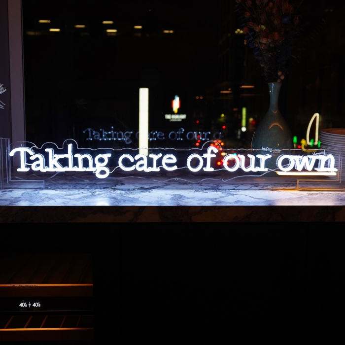White Custom Neon® word sign for event @karlitzandcompany