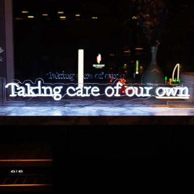 White Custom Neon® word sign for event @karlitzandcompany
