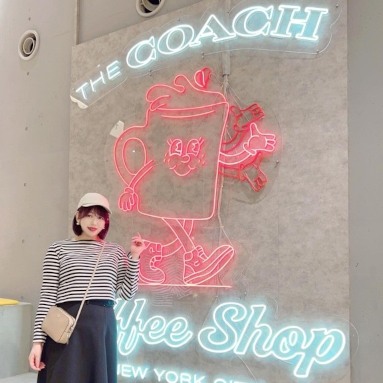 Animated Custom Neon® selfie wall sign of the Coach Coffee Shop @coach_japan