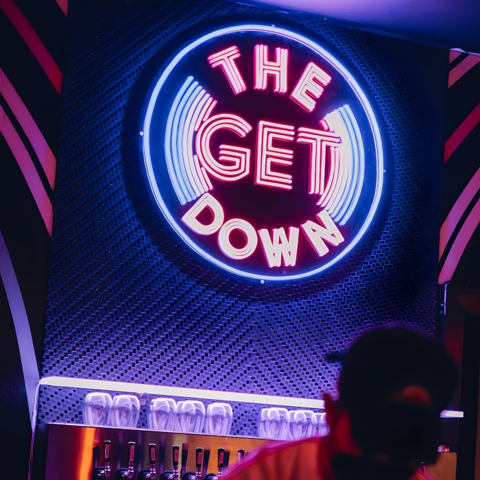 Custom Neon® logo sign for Portland music venue @thegetdown