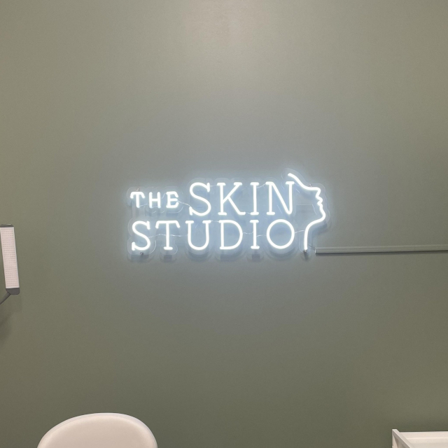 White beauty logo sign by Custom Neon® @theskinstudio