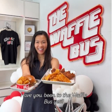 The Waffle Bus red and white LED neon UV printed sign by Custom Neon® @thewafflebus