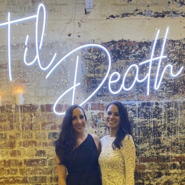 Large white Custom Neon® Til Death wedding photo wall sign @jessamunday