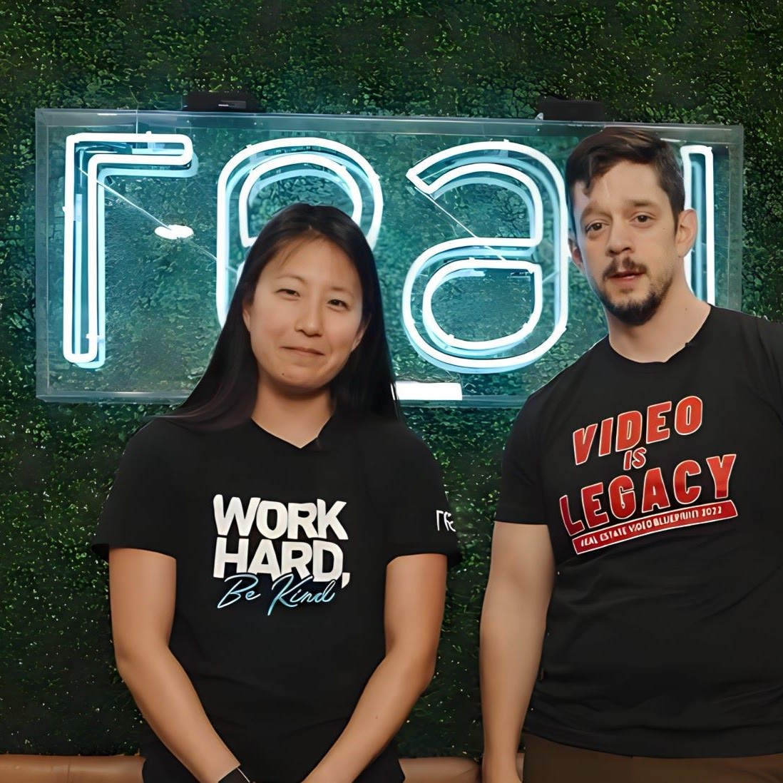 Custom Neon® blue sign on green wall @timmacyrealtor