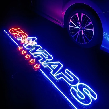 Blue and red Business logo sign by Custom Neon® @usawraps