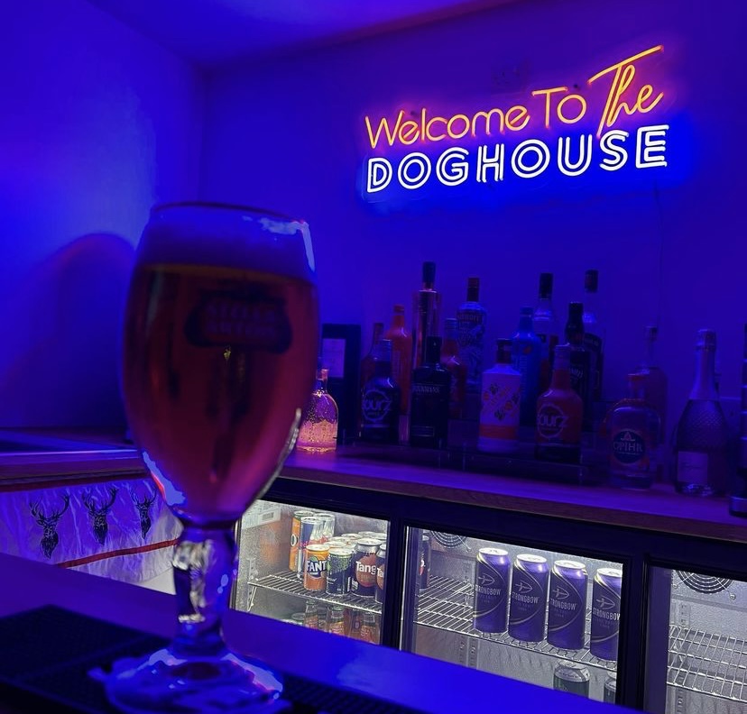 Welcome to the Doghouse red & blue Custom Neon® bar sign @darrenwatson_