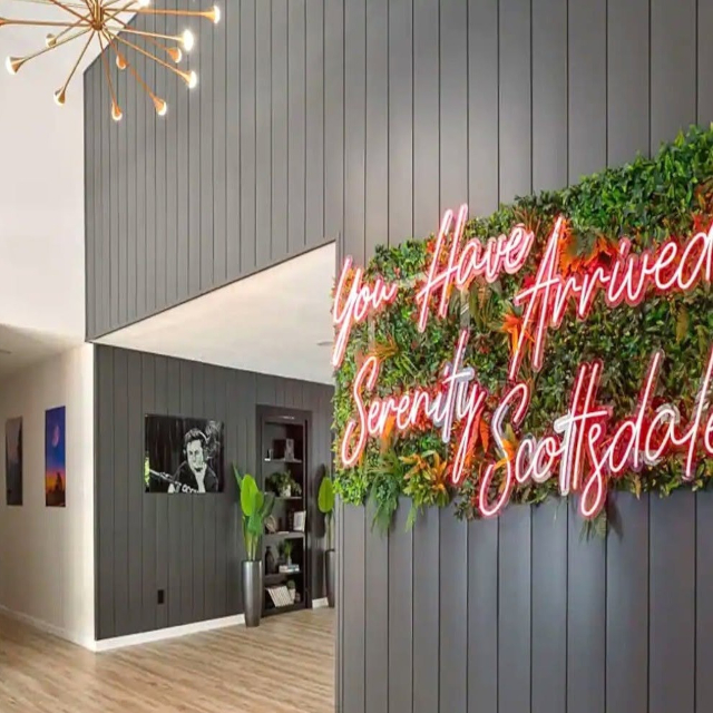 You Have Arrived Serenity Scottsdale large pink branded welcome sign by Custom Neon® @khdesignorders