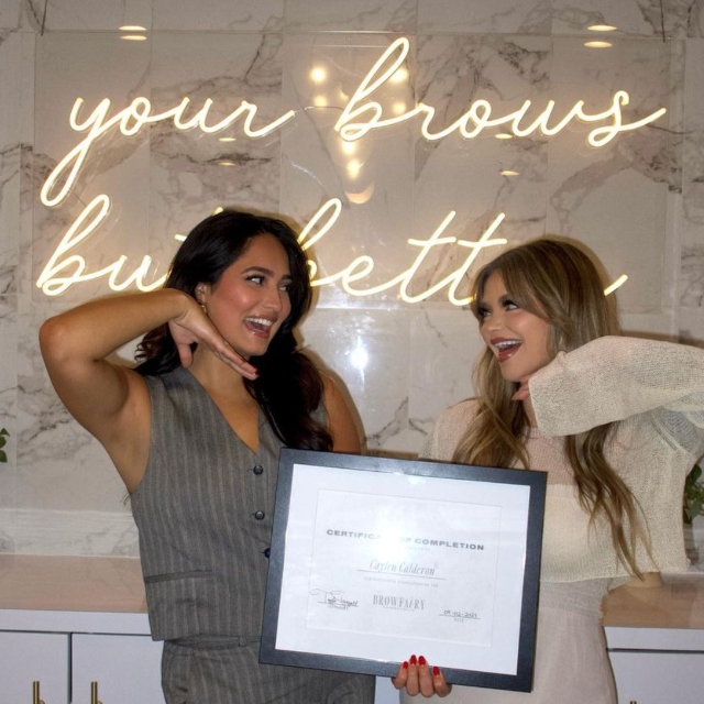 Warm white Custom Neon® brow studio quote sign @browfairypmu